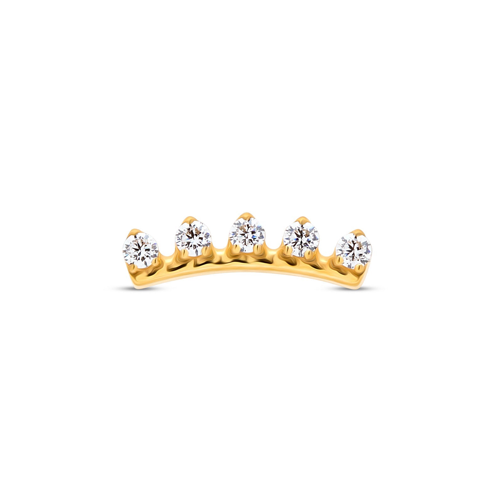 18k V-Gold 5 Stone Curved Crown Flatback