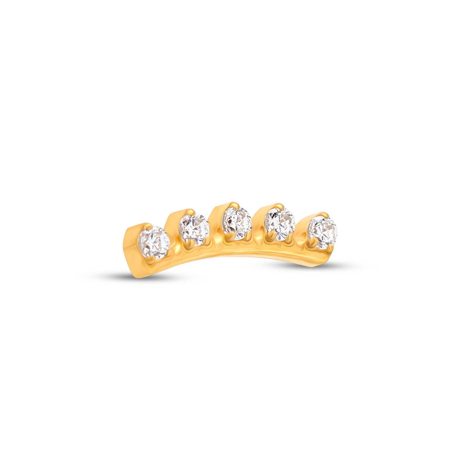 18k V-Gold 5 Stone Curved Crown Flatback
