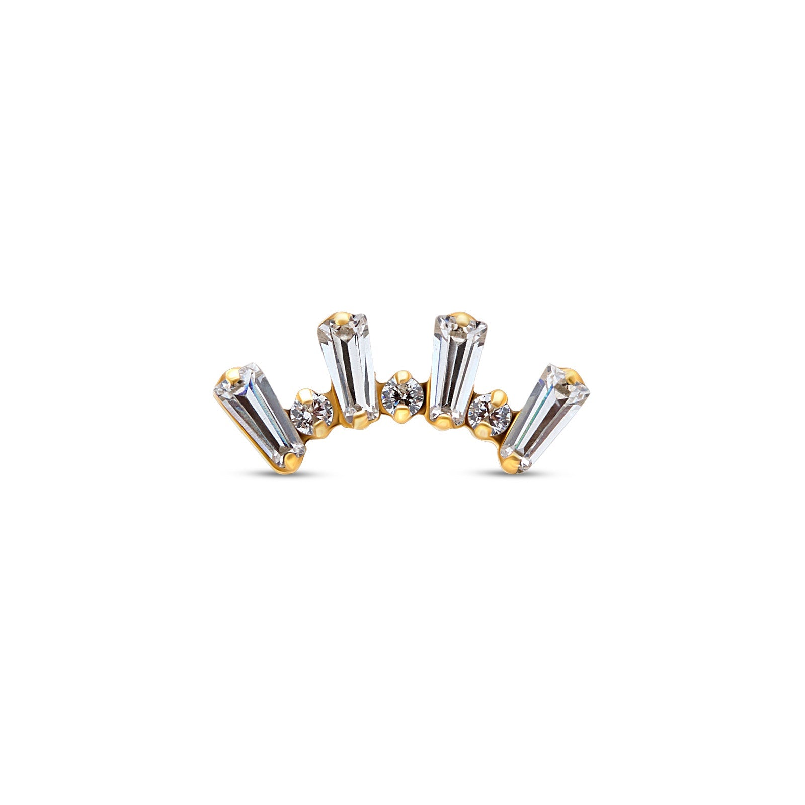 18k V-Gold Baguette and Round Stones Crown Flatback