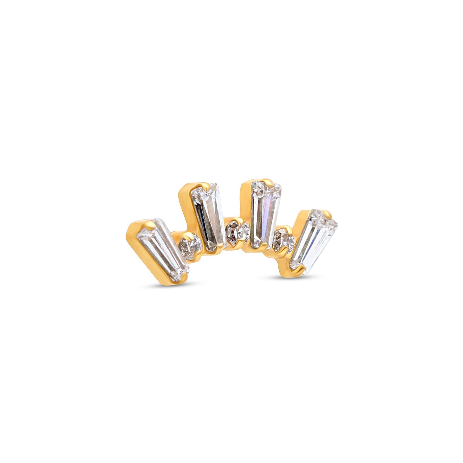18k V-Gold Baguette and Round Stones Crown Flatback