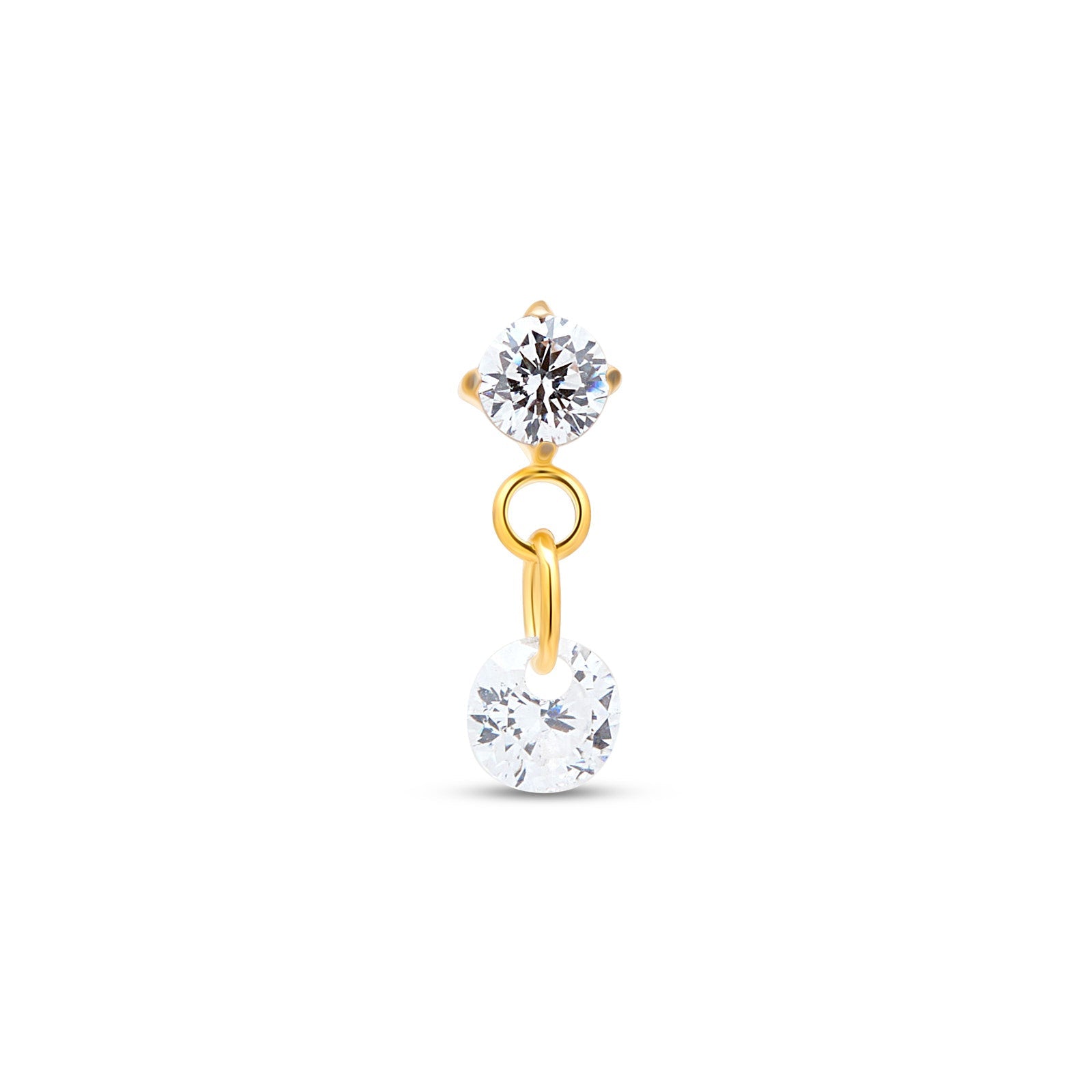 18k V-Gold Jewelled Dangle Prong Crystal Flatback