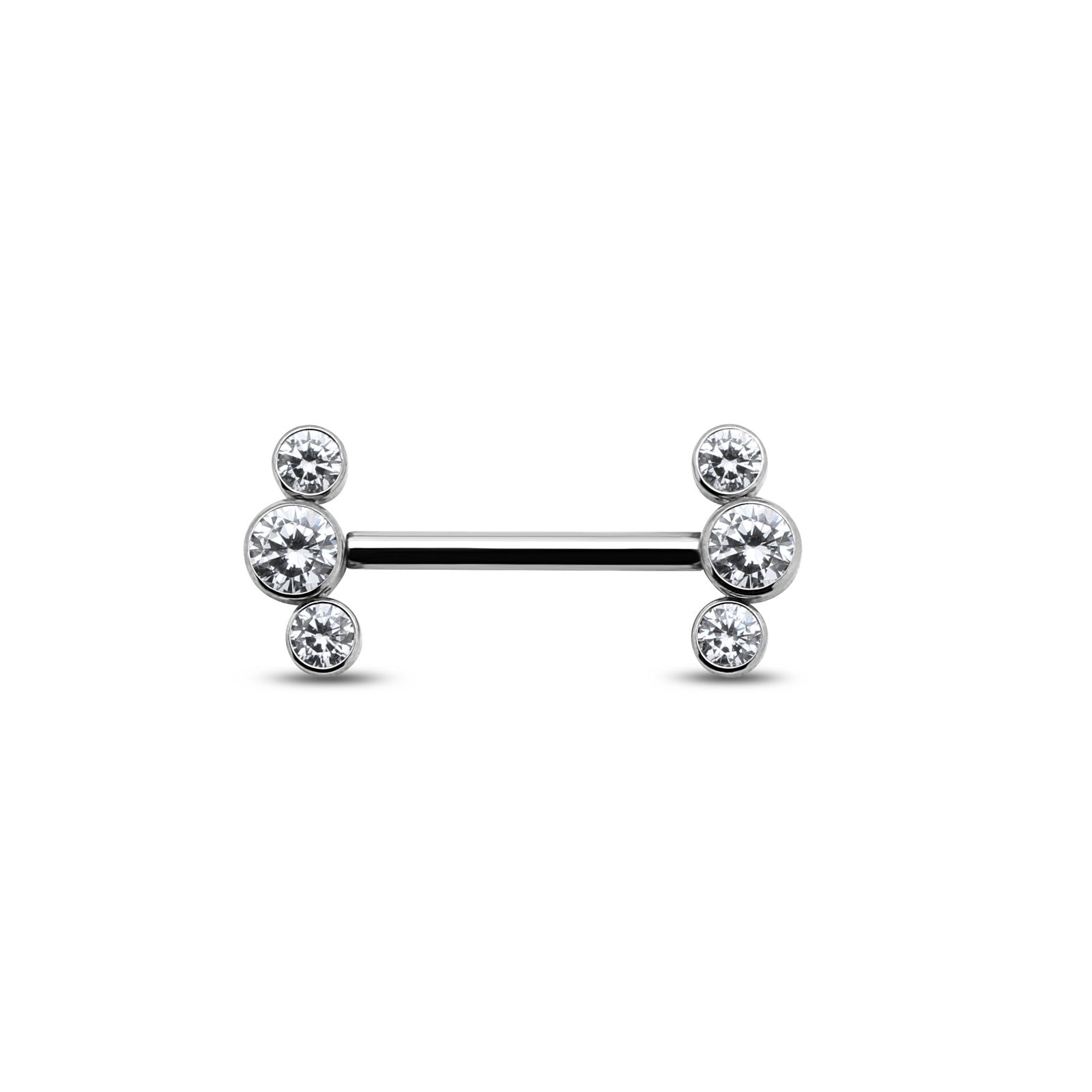 Curved triple crystal nipple bar