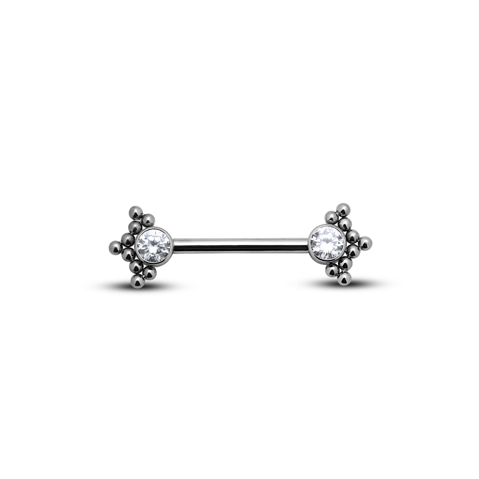 Crystal with beads nipple bar