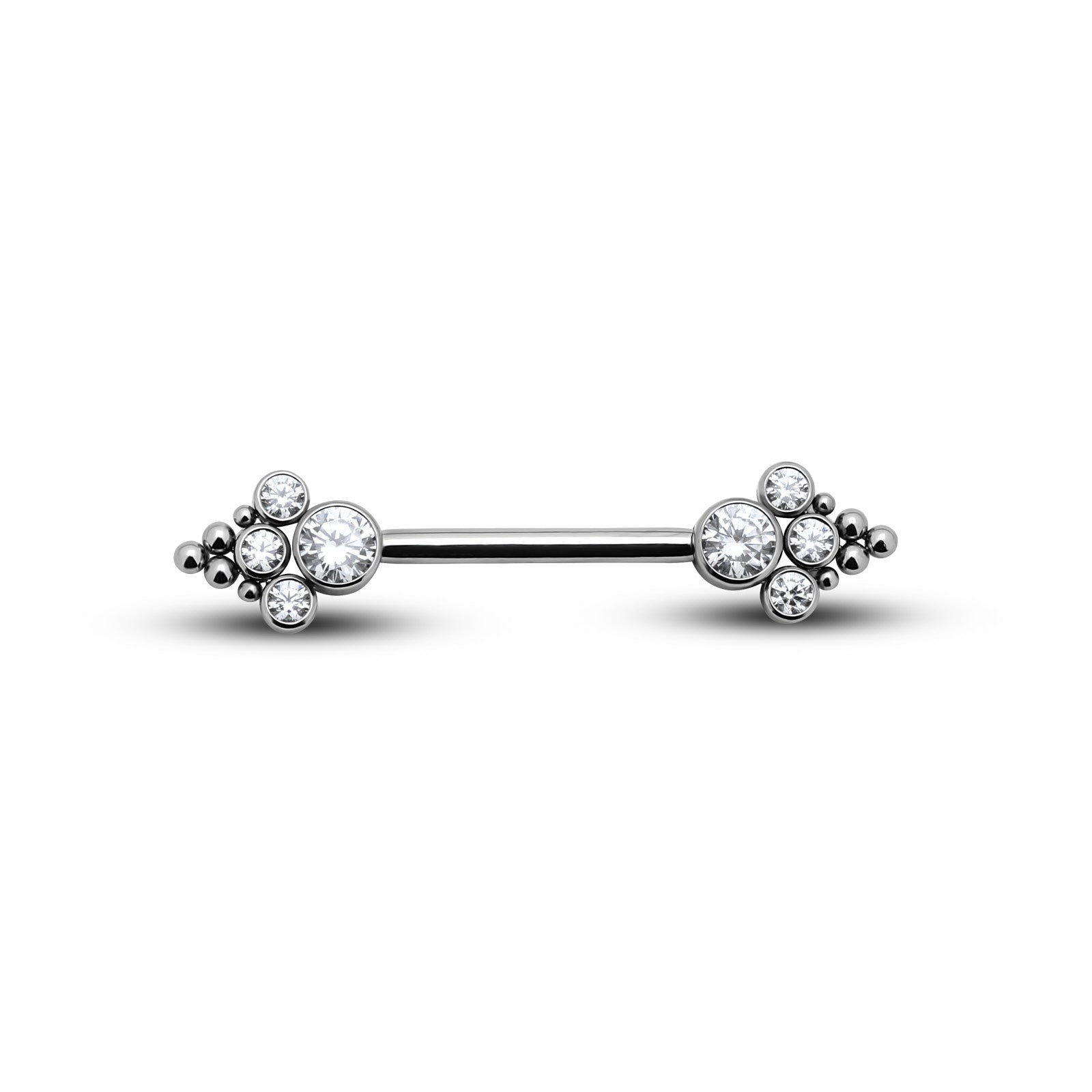 Multi Jewelled Trio bead nipple bar