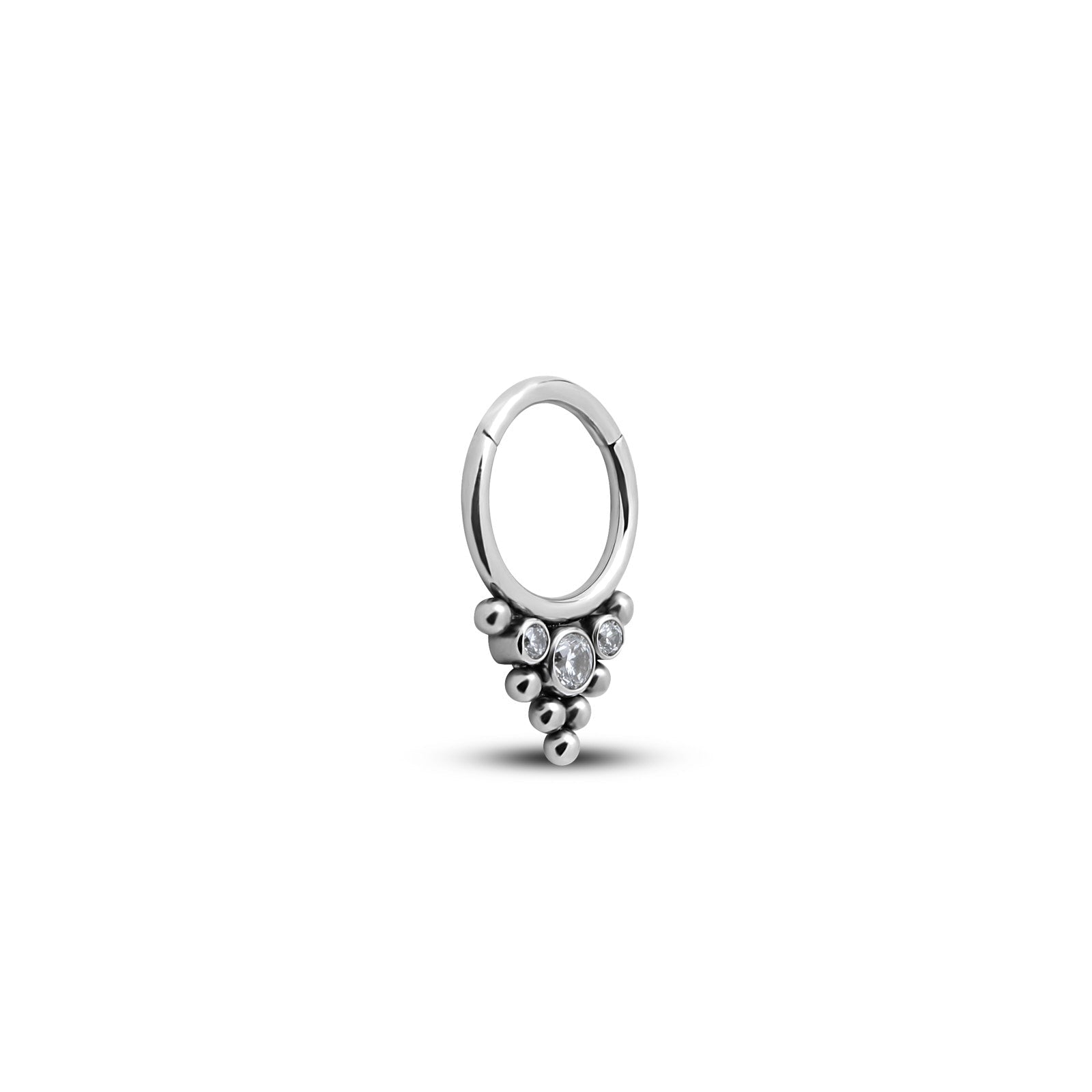 Jewelled Tri Cluster Hinged Ring
