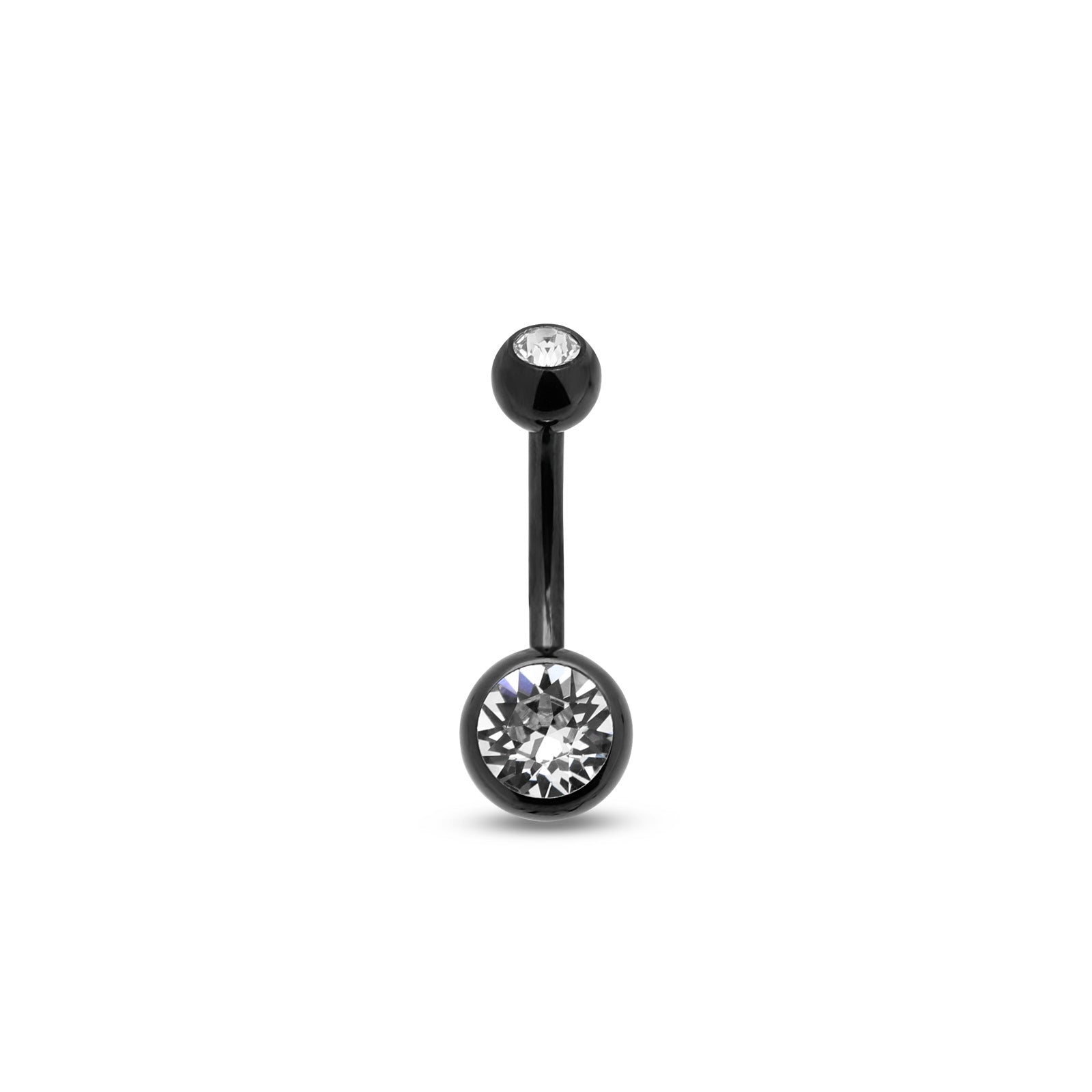 Blackline Internal Thread double Jewelled Navel Bar