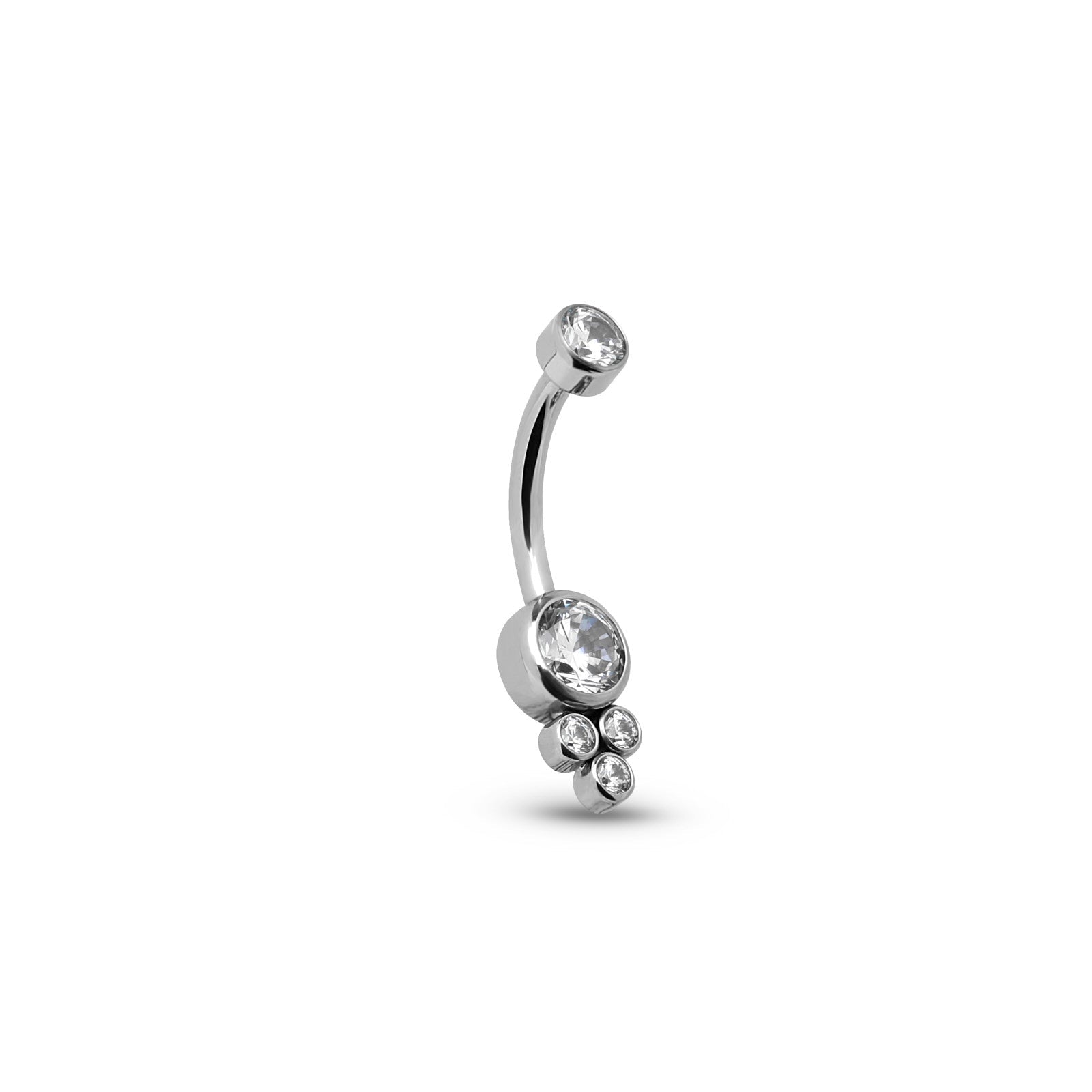 Jewelled 3 Trio Cluster Navel Bar