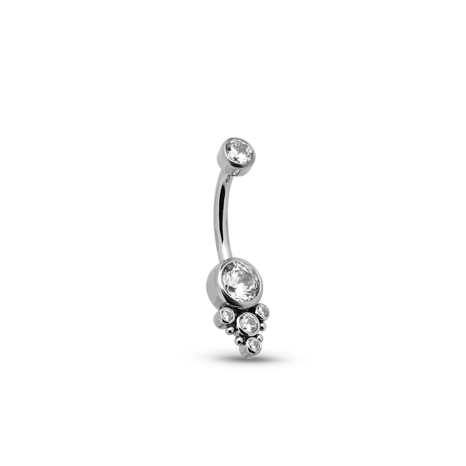 Jewelled Triangle Cluster Navel Bar