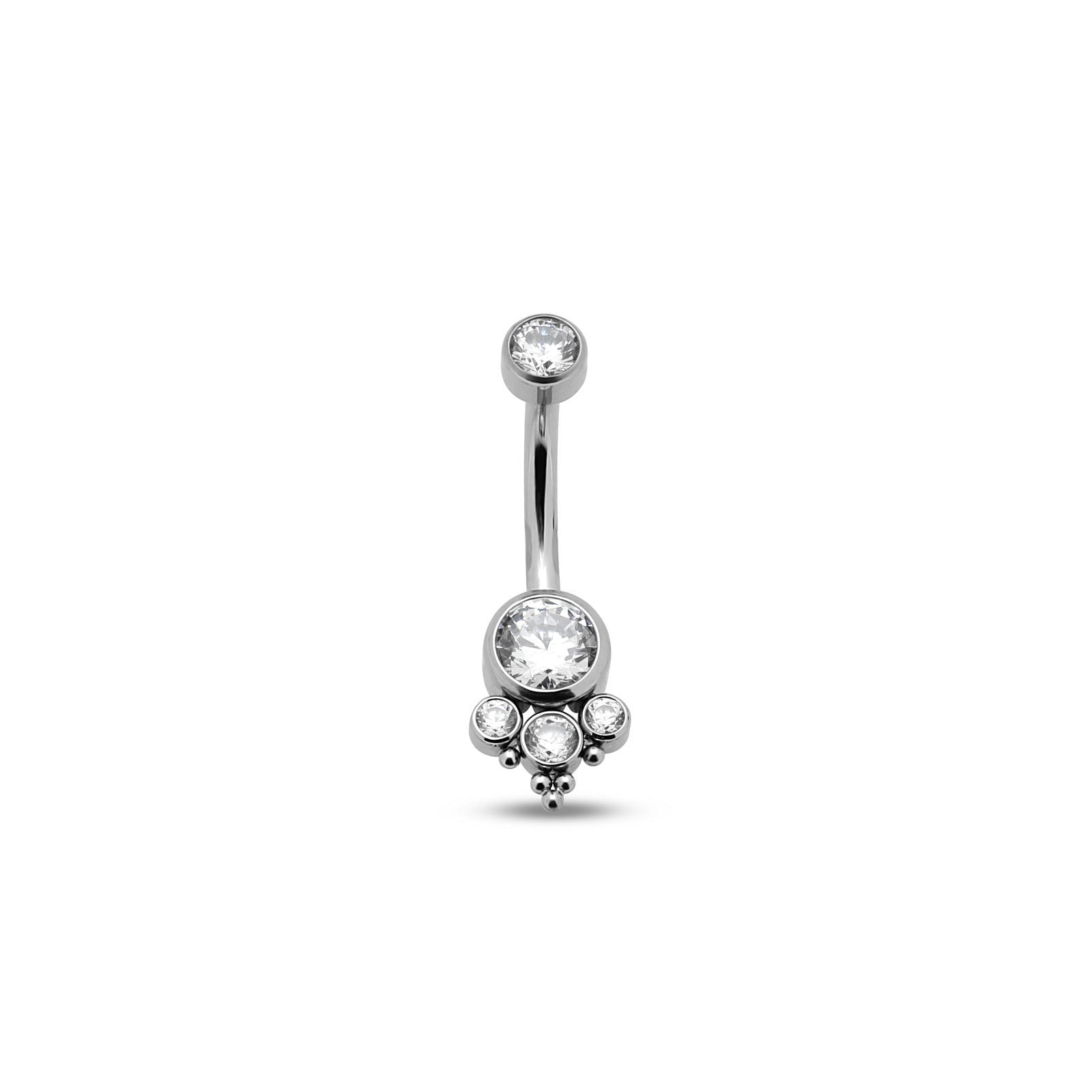 Jewelled 3 Stone Trio bead Cluster Navel Bar