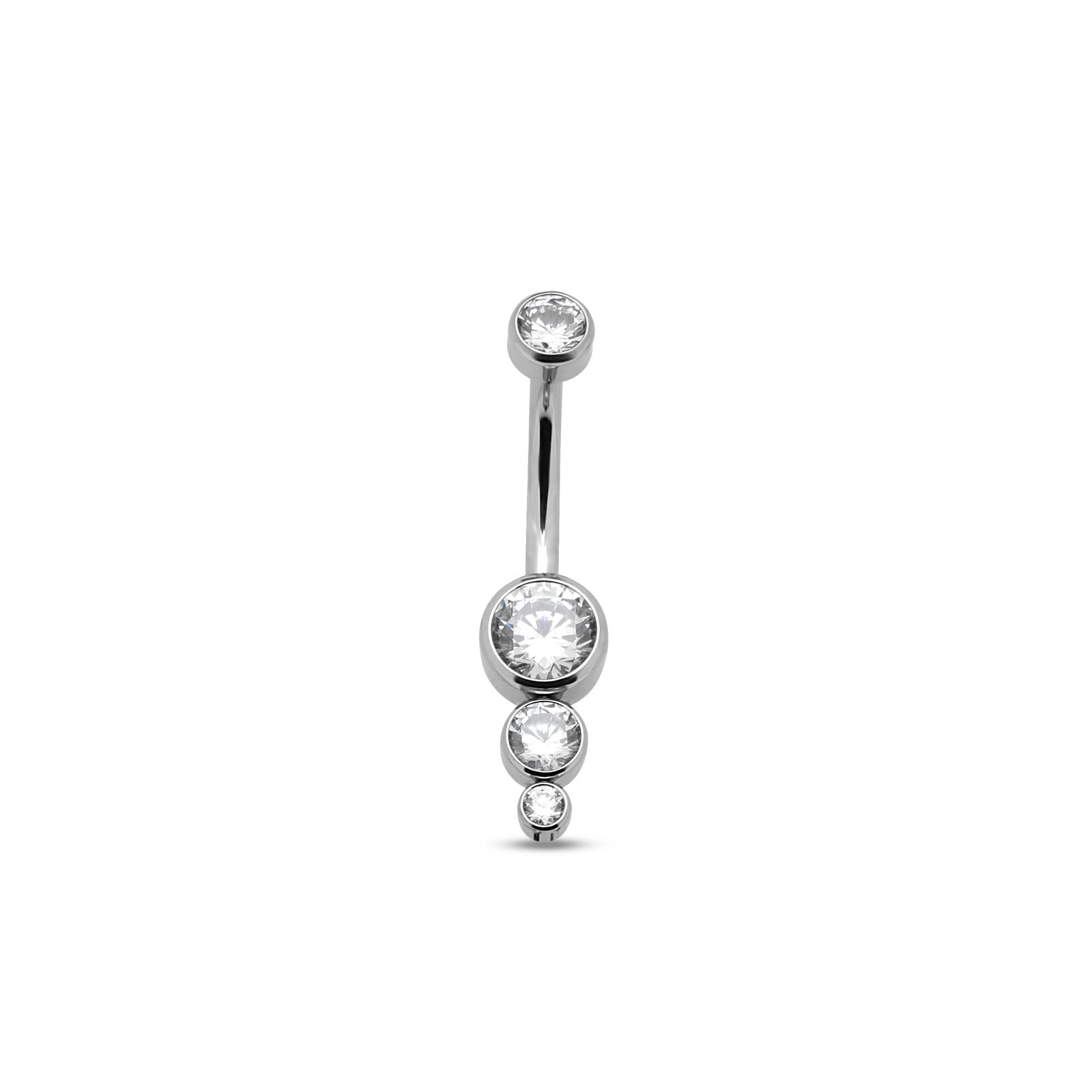 Jewelled 3 Stone Round Cluster Navel Bar