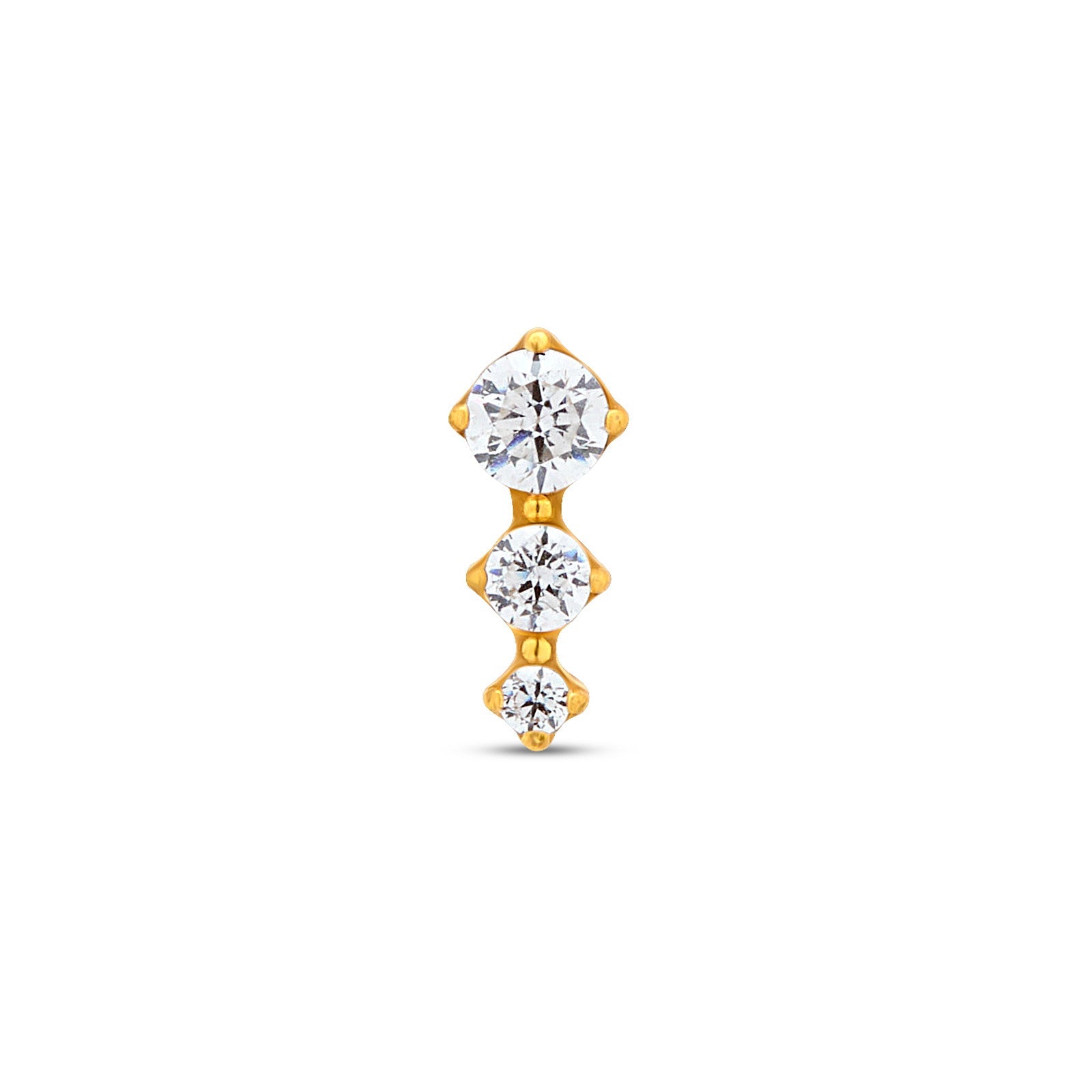 18k V-Gold Round 3 Stones Flatback