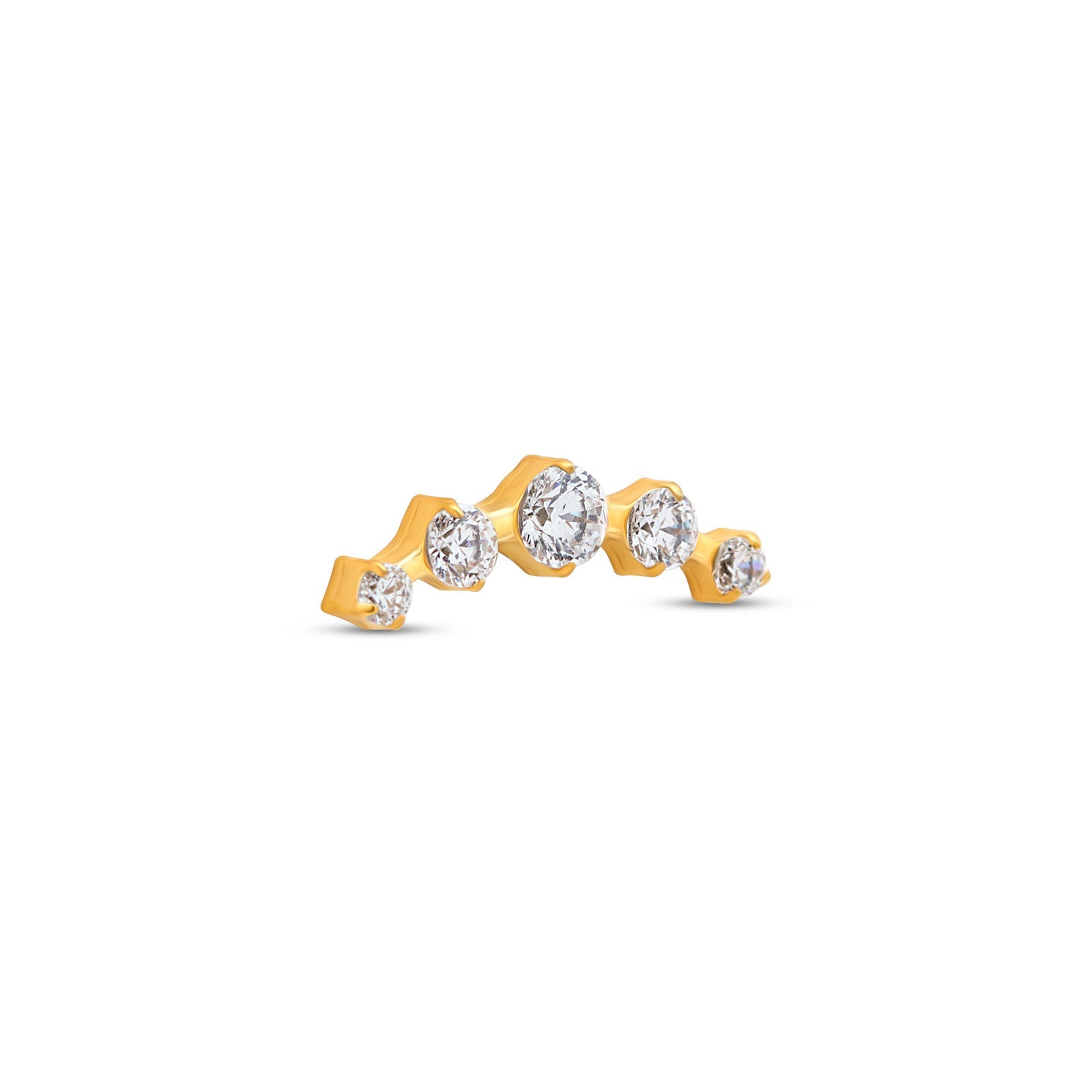 18k V-Gold 5 Stone Curved Tiara Flatback
