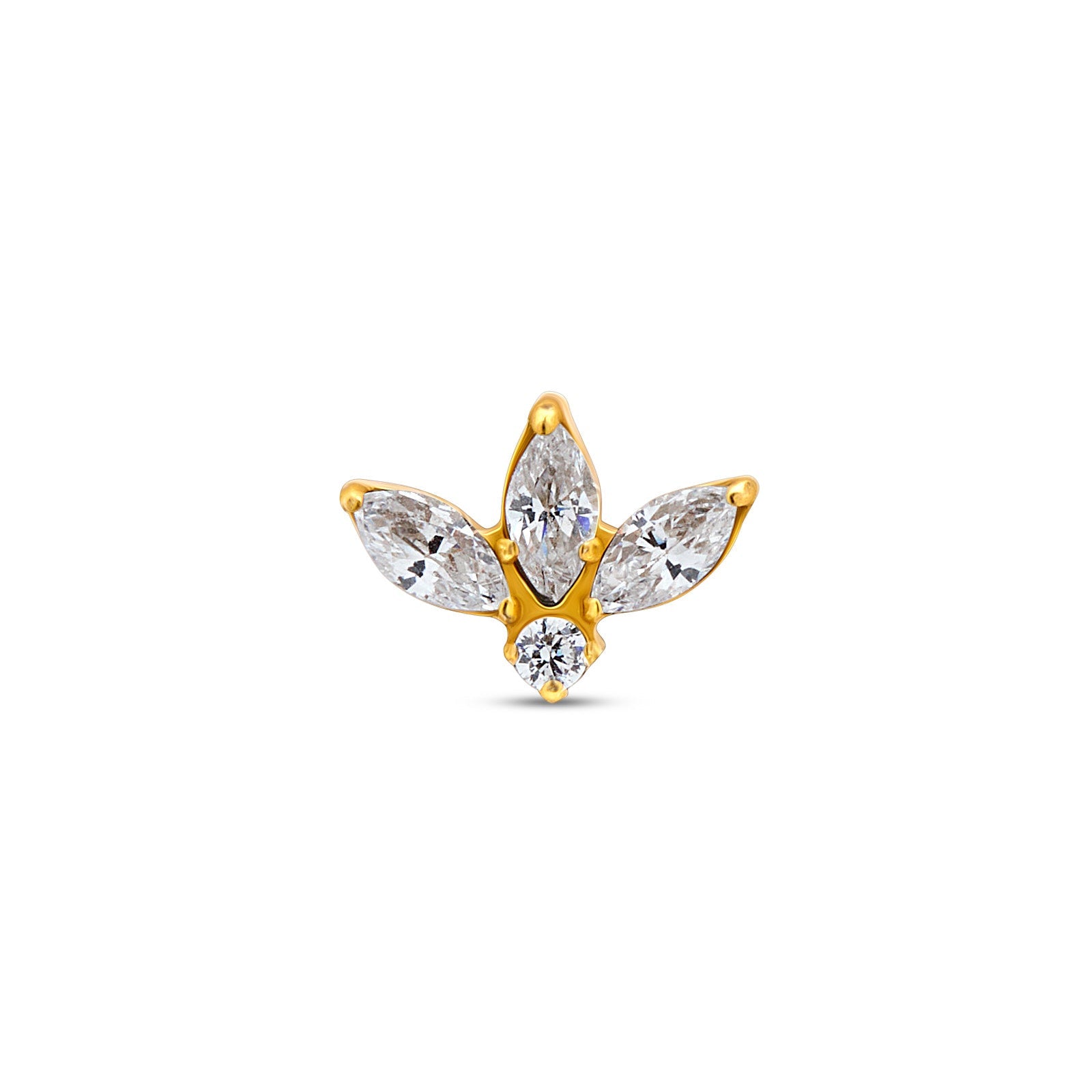 18k V-Gold Flower Fan Flatback