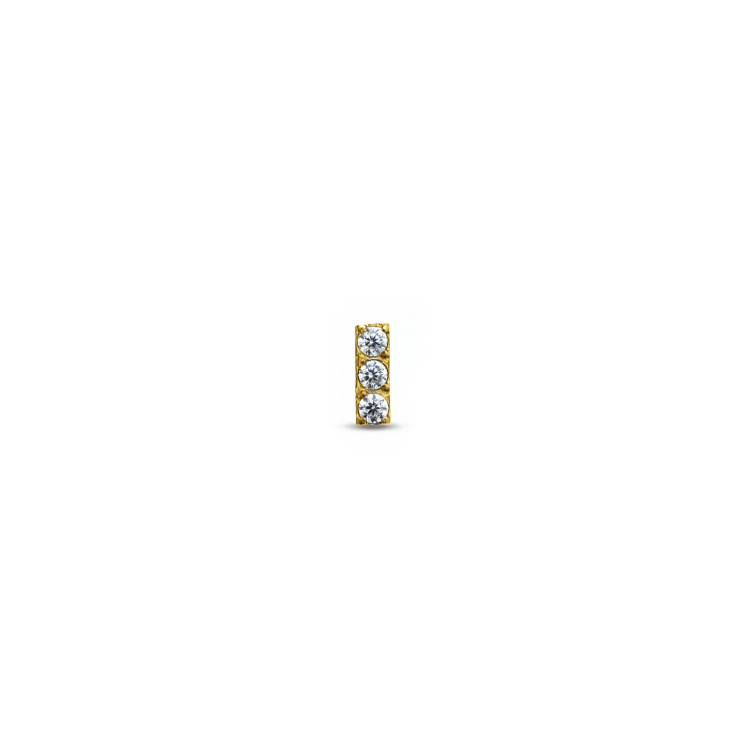 18k V-Gold Jewelled 3 Stone Bar