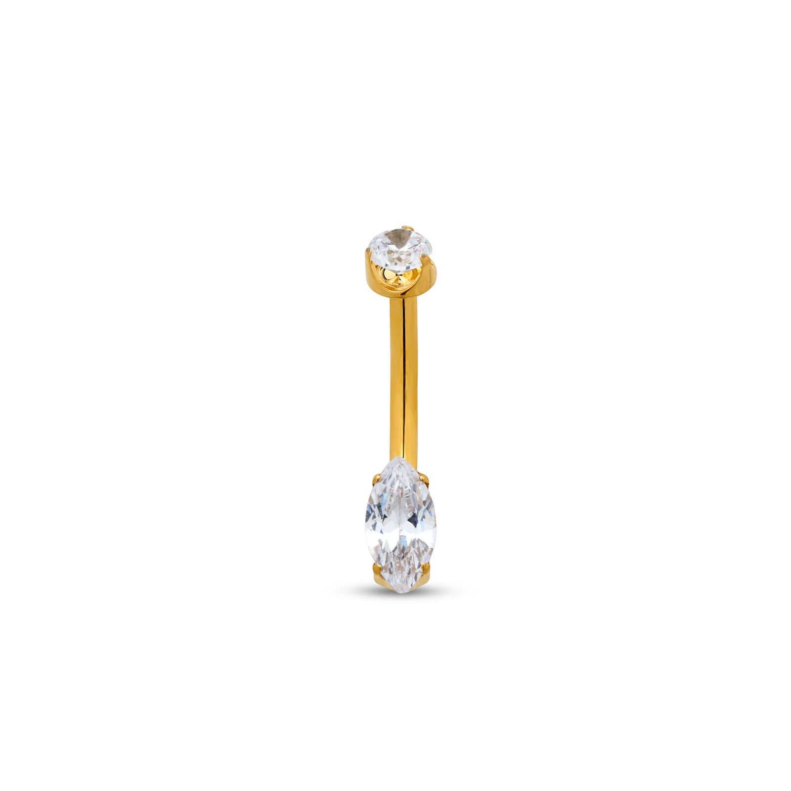 18k V-Gold Marquise Stone Navel Bar