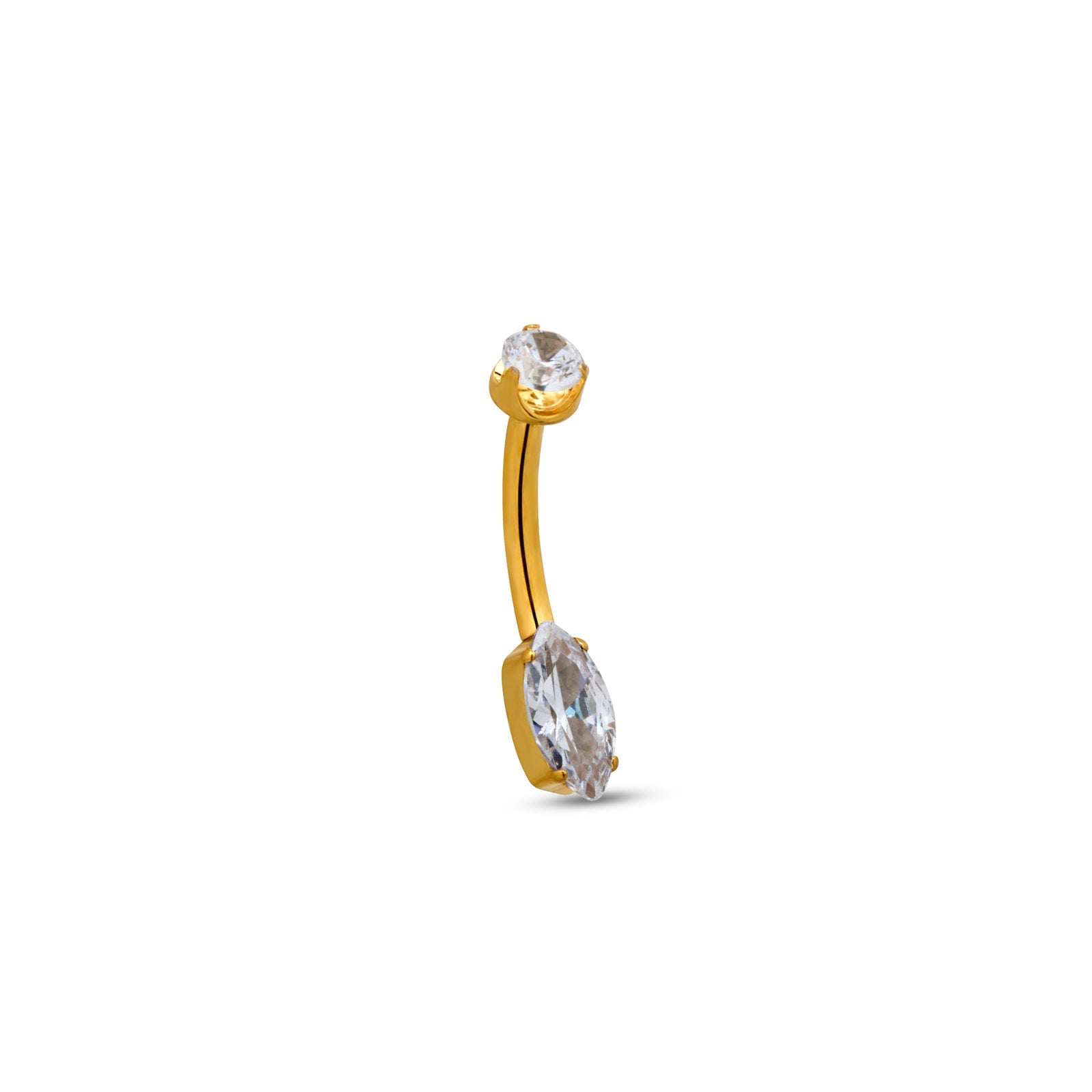 18k V-Gold Marquise Stone Navel Bar