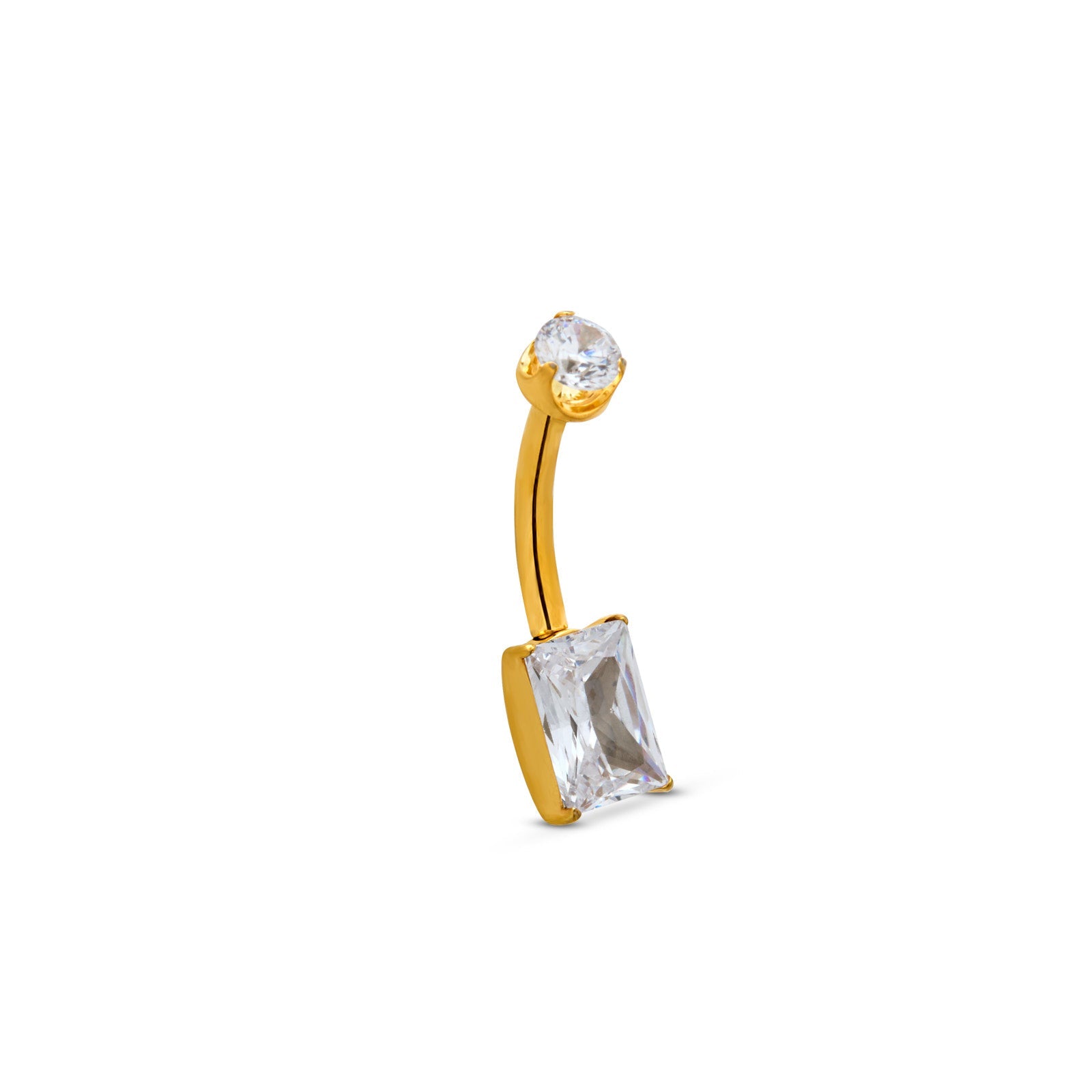 18k V-Gold Square Cut Navel Bar