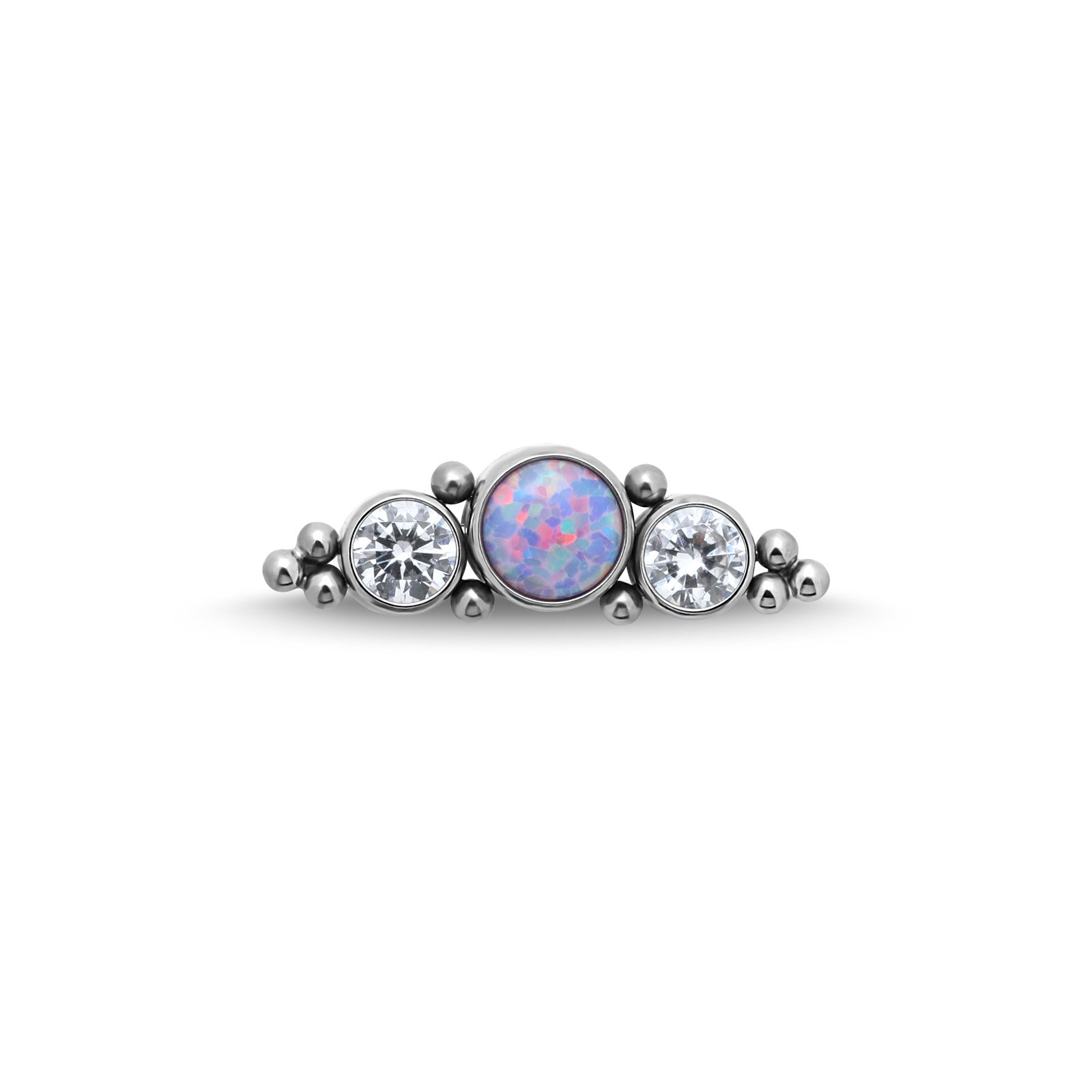 Long 3 Jewel Cluster Crystals And Opal Flatback
