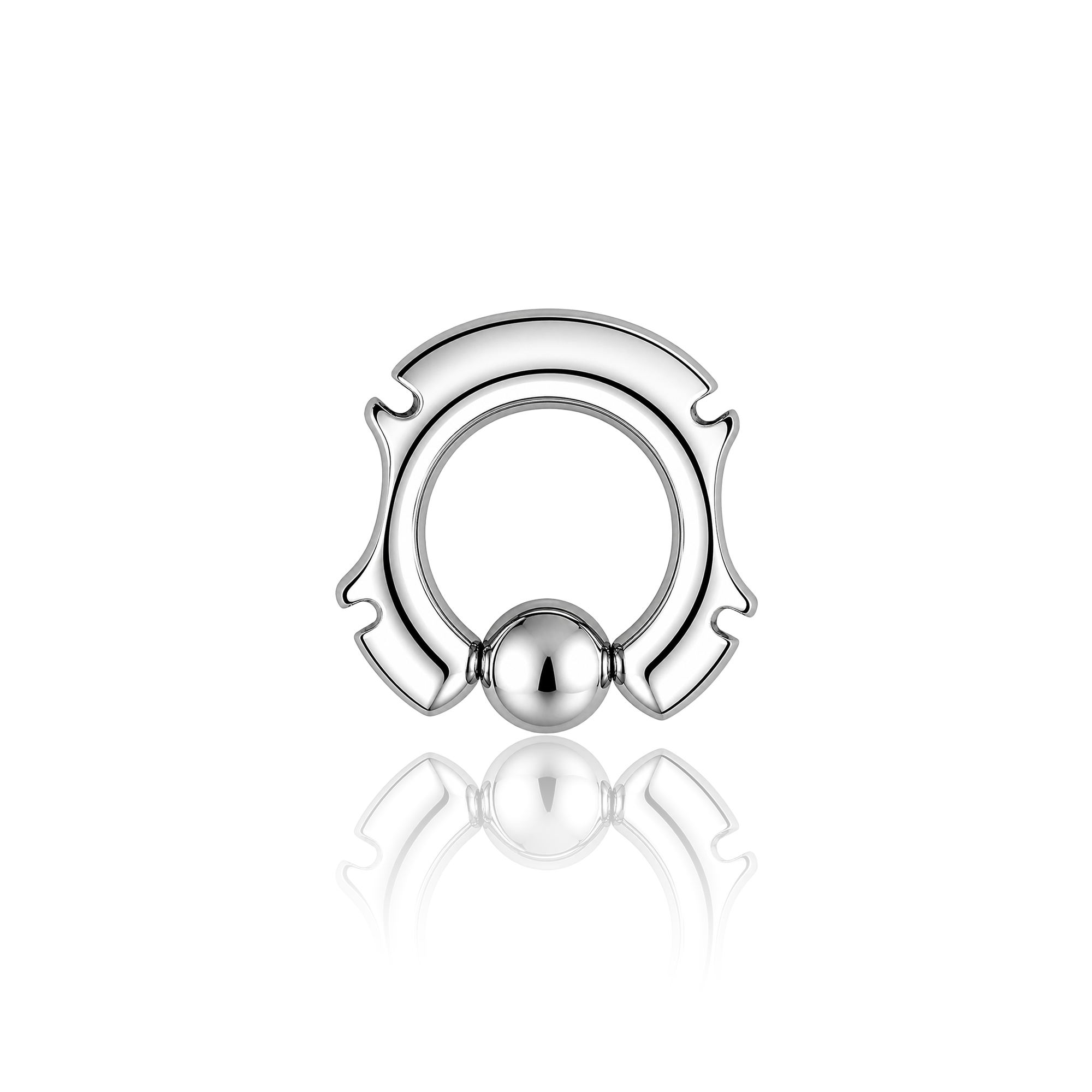 Tribal Cut Captive Bead Ring