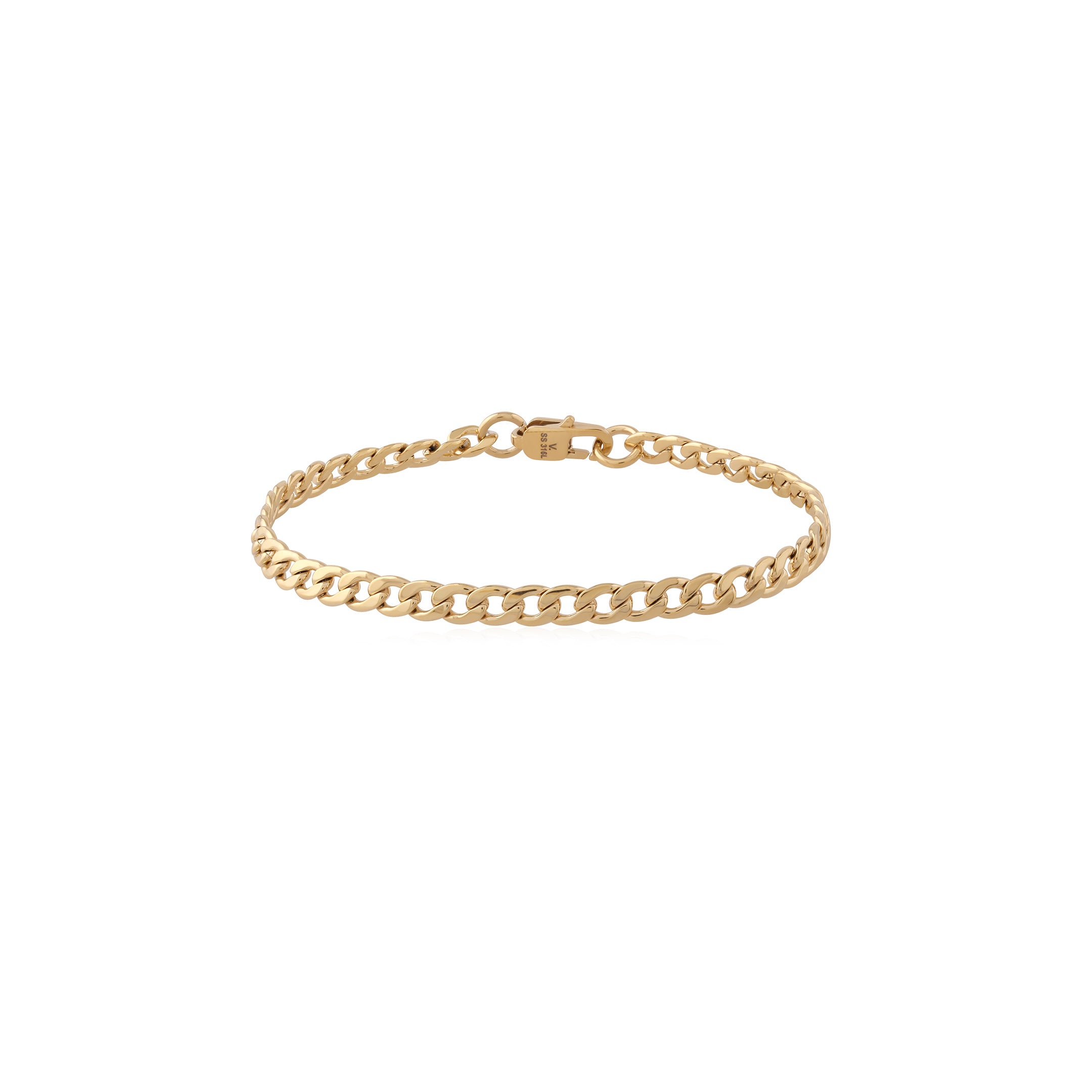 18k V-Gold Bracelet Flat Curb