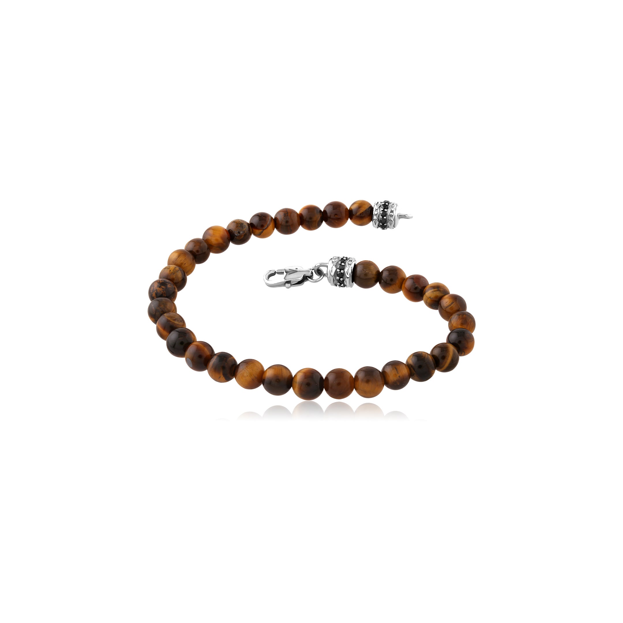 Steel Bracelet Bead Tiger's Eye Stone Beads
