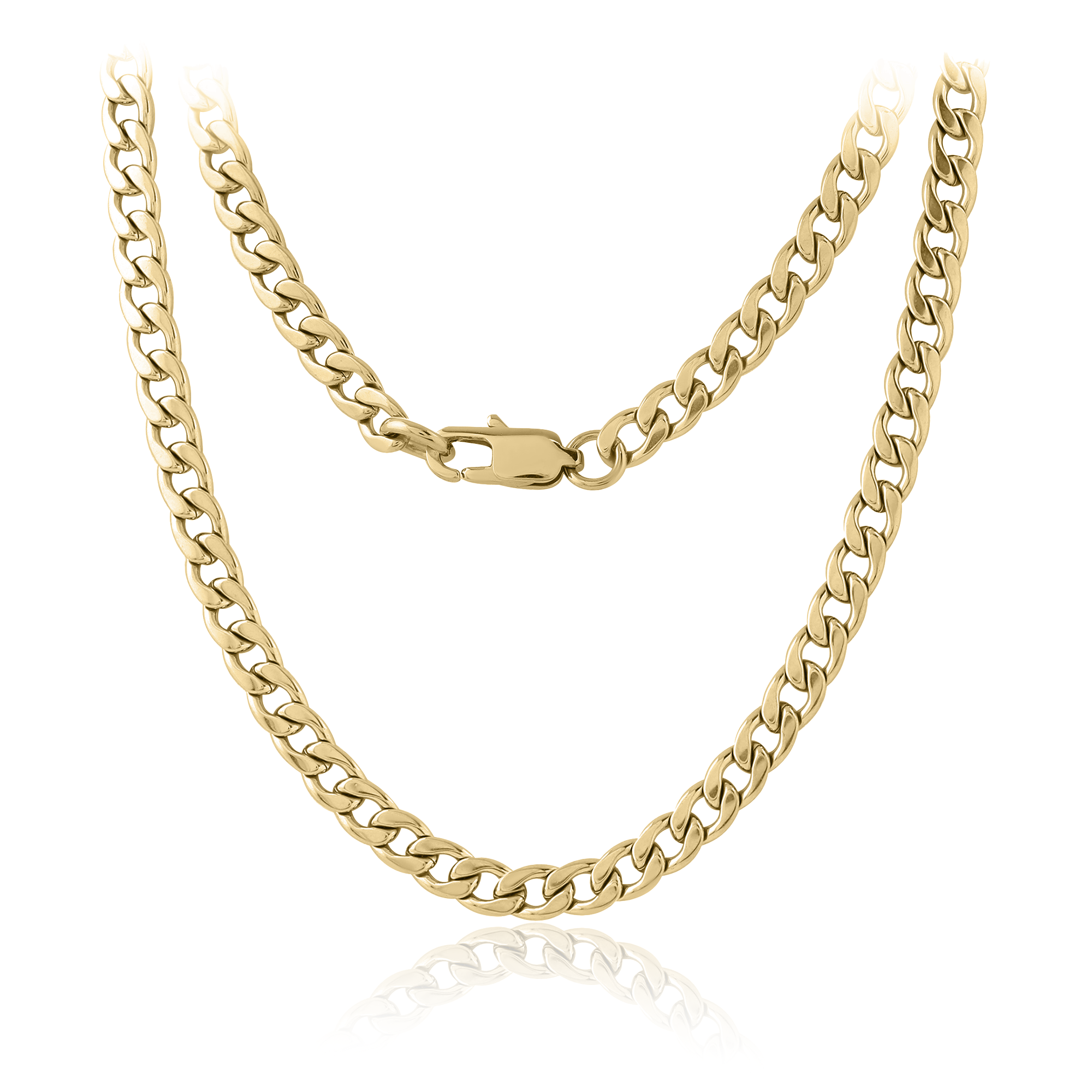 18k V-Gold Necklace Flat Curb